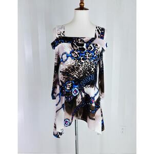 KAREN J DESIGN Women’s Multicolor Cold Shoulder Blouse Sz M